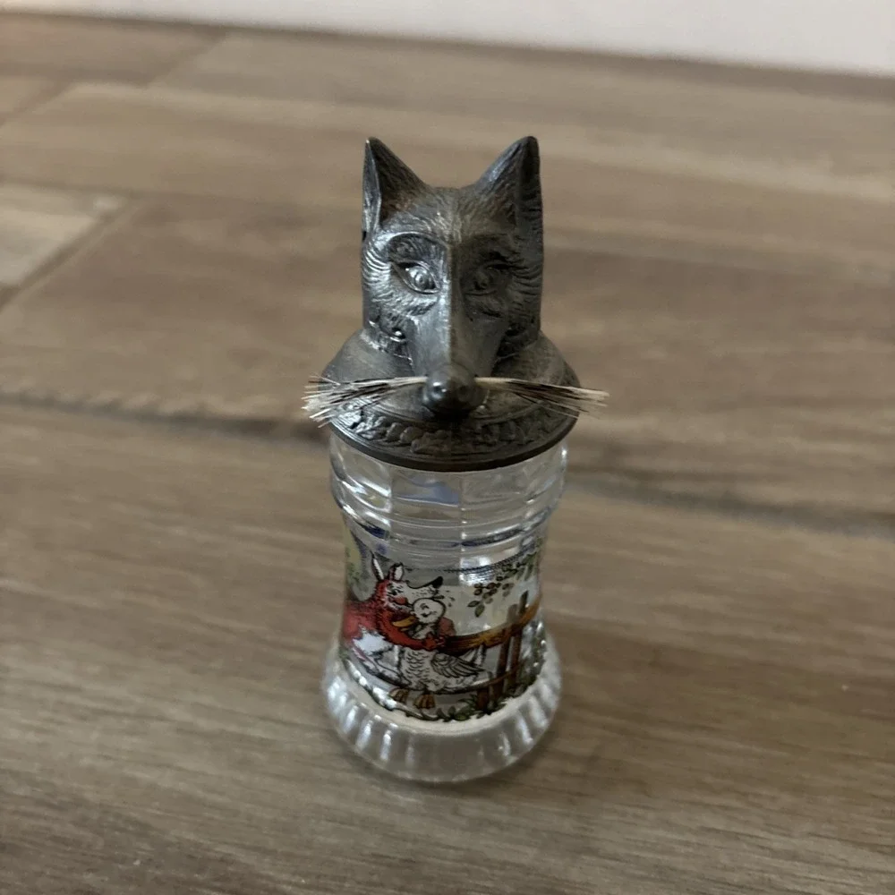 BMF Schnapskrugerl Wolf Whiskers Mini Steins, Made in Germany-  Top Not Attached